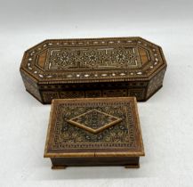 Two decorative wooden boxes including one Tunbridge ware