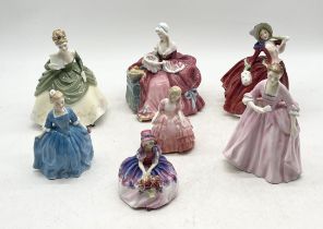 A collection of Royal Doulton ladies comprising of Soiree, Penelope, Autumn Breezes, a Child from