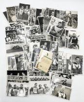 A collection of vintage black and white Exeter Speedway photographs, a number signed by various