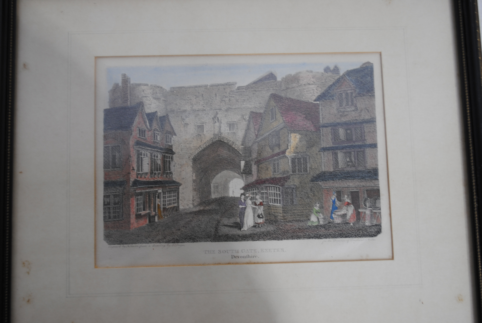 A collection of antique framed prints, all of local scenes including Colyton, Shute House, Exeter, - Image 10 of 17