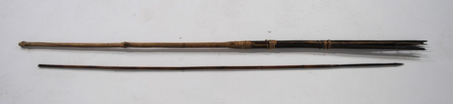 A Papua New Guinea fishing spear and one other - length 157cm