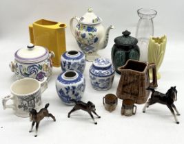 A collection of various china including Masons, Wade, Beswick, Sylvac etc.