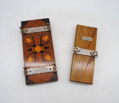 A vintage wooden tie press along with a flower press