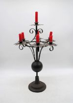 A wrought iron candelabra