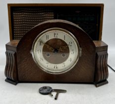 A vintage Kolster-Brandes radio along with a mantle clock