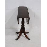 A 'Strongbow Furniture' mahogany drop-leaf occasional table, raised on splayed quad base with