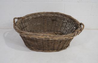 A large vintage wicker basket