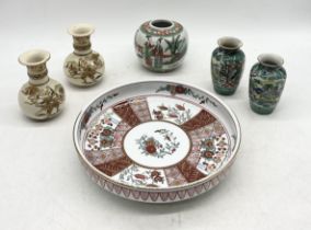 A collection of oriental china including pair of Japanese vases, ginger jar etc.