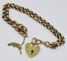 A 9ct gold two strand bracelet with padlock, total weight 12.7g