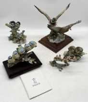 A collection of ceramic birds including two Kaiser limited edition pieces, Capodimonte, Nay etc.