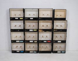 Sixteen 'Trill' budgerigar boxes - length 36cm, depth 16cm, height 30.5cm (each)