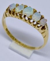 An opal 5 stone ring set in 18ct gold