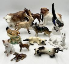 A collection of various ceramic animals including Beswick, Melba, USSR etc.