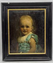 Attributed to George Frederick Clarke (1823-1906) Oil on canvas of a young girl, label to back reads