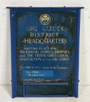 A vintage painted board for "Sidmouth District Girl Guides District Headquarters - A meeting place