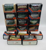 A collection of seventeen boxed Gilbow Exclusive First Editions die-cast buses and coaches including