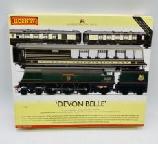 A boxed Hornby Railways OO gauge "Devon Belle" train pack (R2817) including a British Railways 4-6-2