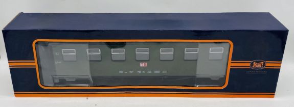 A boxed "Train" (Complete Train System) G Scale continental-style "TB" bogie railcar in green livery