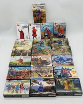 A collection of boxed Mars military plastic model figurine sets including Swedish Artillery,