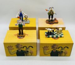 Four boxed Coalport Characters Wallace & Gromit ceramic figurines including "Ready for Takeoff", "