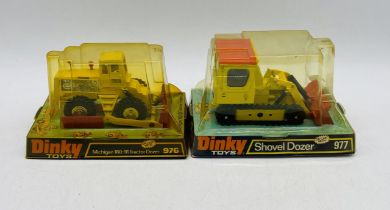 Two vintage cased Dinky Toys including a Shovel Dozer (977) & Michigan 180-111 Tractor Dozer (976)