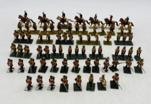 A collection of metal miniature figurines including British Infantry, Cavaliers etc - some mounted-