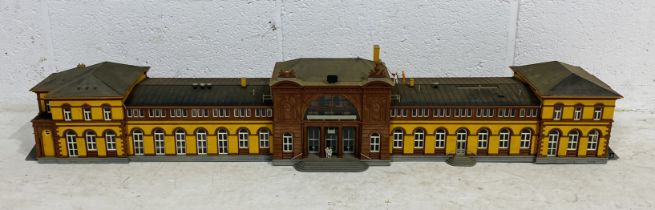 A Kibri model railway OO gauge German railway station - length 98cm, depth 22cm, height 18cm