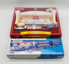 Two boxed Corgi Classics "The Showmans Range" die-cast vehicles including Mickey Kiely Boxing Set (