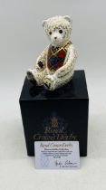 A boxed Royal Crown Derby limited edition "Diamond Jubilee Teddy Bear" paperweight with certificate,