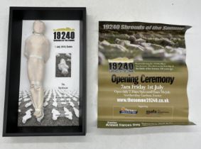 A framed shrouded figure by Rob Heard, from the 19240 Shrouds of the Somme exhibition held at