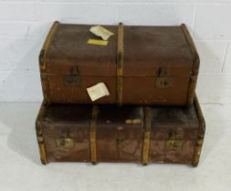 Two vintage luggage trunks, one by Dixon & Co (Kensington) - smallest one A/F