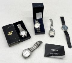 A small collection of watches including Tissot, Lip, Citizen, Sekonda etc.