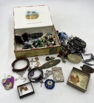 A collection of various costume jewllery etc. including two Edward VIII coronation badges