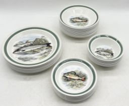 A collection of Portmeirion dinner ware in the Compleat Angler British Fishes pattern