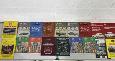 A large selection of vintage car repair manuals including Haynes, Autobooks etc including Jaguar's E