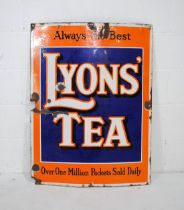 A vintage enamel advertising sign for Lyons Tea - 99.5cm x 75cm