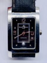 A Baume & Mercier, Geneve automatic wristwatch on leather strap with makers mark to clasp.