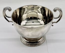 A silver plated two handled bowl,diameter of bowl 20cm, makers mark L & B to underside