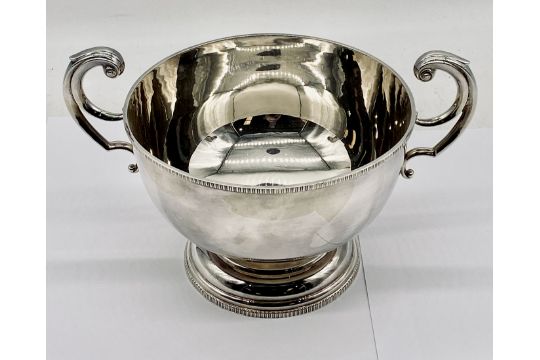 A silver plated two handled bowl,diameter of bowl 20cm, makers mark L & B to underside - Image 1 of 3