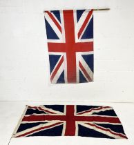 A vintage hand stitched Union ensign flag along with another example