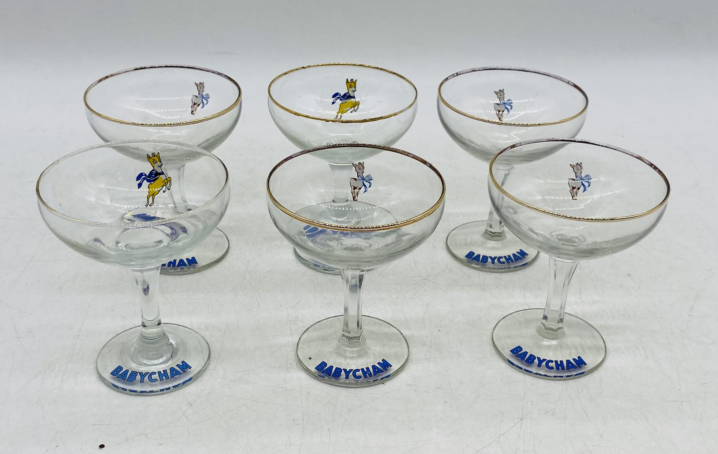 A set of six vintage Babycham glasses, along with the Babycham deer - Image 2 of 5