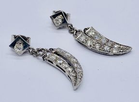 A pair of 18ct white gold earrings set with diamonds, total weight 5.9g