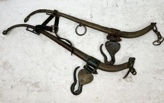 A pair of solid brass horse hames