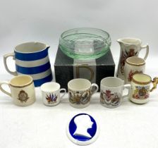 A collection of vintage royal ceramic memorabilia including George V and Queen Mary Silver