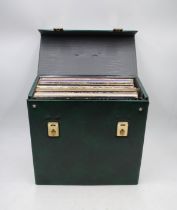 A quantity of various 12" vinyl records contained within a vintage carry box, including The