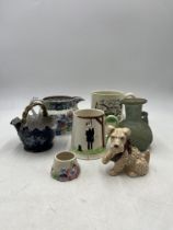 An assortment of ceramics including a Carlton ware 'Hanging' tankard with embossed hanging pilgrim