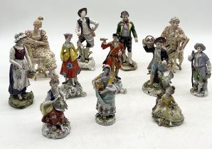 A collection of mainly Capodimonte figurines with floral detail