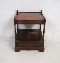 A mahogany occasional buffet style table, with single drawer under, with turned supports - length