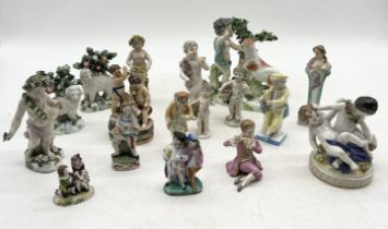 A collection of various antiques figurines including KPM, Limoges, Dresden, Samson etc.