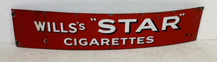 A vintage Wills's "Star" Cigarettes enamelled sign - length 183cm, height 38cm